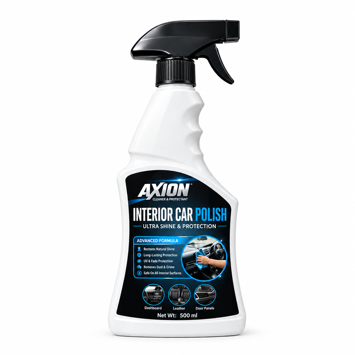 Axion Car Interior Polish 500ML | Dashboard & Interior Shine | UV Protection & Dust-Resistant Finish